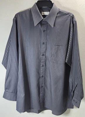 Van Heusen Mens Satin Stripe Long Sleeve Dress Shirt Size 16 Button Up - Image 1 of 4