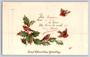 Weihnachten antike Postkarte geprägt Kanada Bahnhofsstempel 1911 - Bild 1 von 2