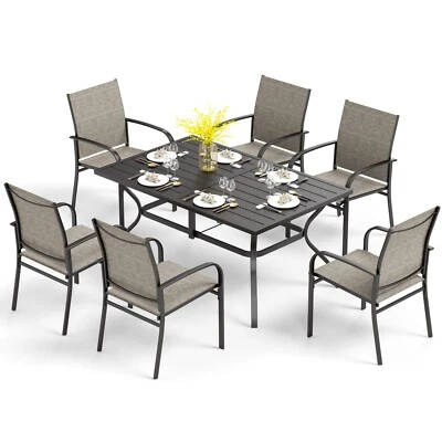 Juego de sillas de mesa de exterior de 7 piezas para patio y patio Foto 1 de 4