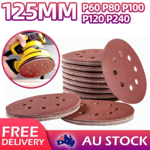 Sanding Discs Pad 125mm Hook & Loop 8 Hole Orbital Sandpaper 60-240 Sanding Grit - Picture 1 of 12