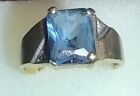10k Solid Y. Gold  Ring With Blue Stone & 2 Tiny  Diamonds Size 9 3/4 ((b7))