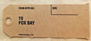 FALKLAND ISLANDS 2003 IMPRINT MILITARY BULK MAIL BAG TAG TO FOX BAY - Picture 1 of 1