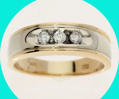 Anillo de boda de diamantes de 0,30 quilates para hombre 14K YG 6,9 MM talla 9 1/4 Foto 1 de 4