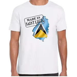 Made in Saint Lucia - Flag and map - Mens T Shirt - Picture 1 of 1