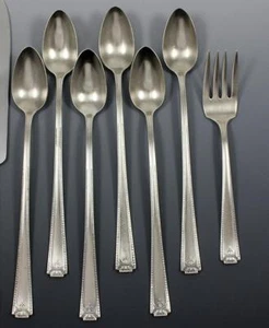 National Silver Co DORIC Silverplate 7 Pcs - Iced Tea Spoons & Dessert Fork - Picture 1 of 7