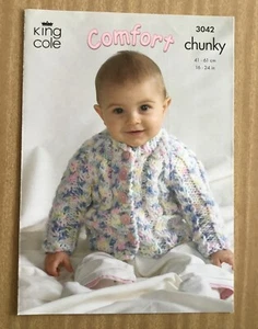 King Cole #3042 Baby Jacket, Cardigan & Slipover Pattern 16-24 in - Picture 1 of 3