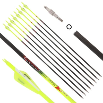 32" Pure Carbon Arrows Archery SP300-600 Vanes ID6.2MM Recurve Bow Shooting Hunt - Image 1 of 4