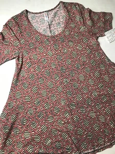 Lularoe Perfect Black Chevron With Red Design - Cream Background Size XS - Bild 1 von 2