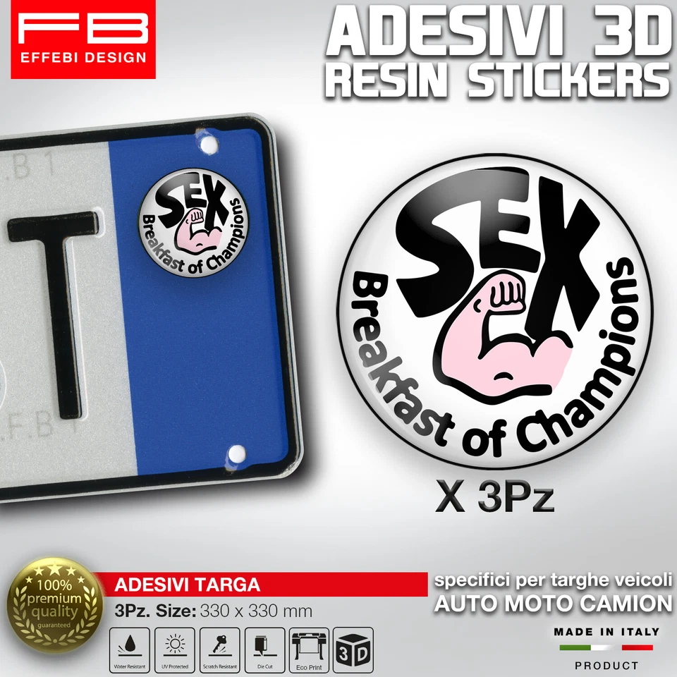FB DESIGN Adesivi Sticker bollino targa/plate Sex Breakfast Of Champions James Hunt F1