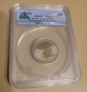 2011-D Silver Glacier National Park Quarter ANACS Official Release MS67 - Picture 1 of 2