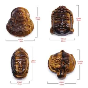 Natural Stone Tiger Eye Carving Buddha Skull Pendant Healing Energy Luck Amulet - Picture 1 of 15