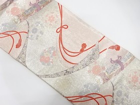 7493490: JAPANESE KIMONO JAPANESE FUKURO OBI / WOVEN FLOWER ROUNDEL