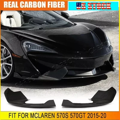 Aletas labiales divisoras de parachoques delanteras de fibra de carbono seco para McLaren 570S 570GT 2015-20 Foto 1 de 4