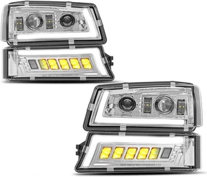 For 03-07 Chevy Silverado Avalanche Chrome LED Sequential Projector Headlights - Picture 1 of 7