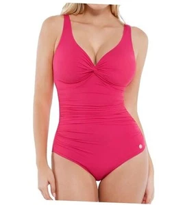  Tummy Control Swimsuits for Women - Ruched One Piece Shapewear Large Pink - Picture 1 of 6
