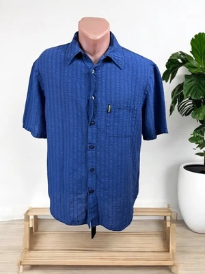 Armani Jeans Shirt Short Sleeve Button Down Size Mens Large Blue Collared - Image 1 of 4