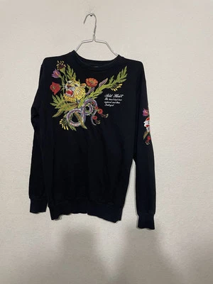Zara Sweatshirt Split Heart Embroidered Tiger Snake Sweatshirt Floral Small - Image 1 of 4