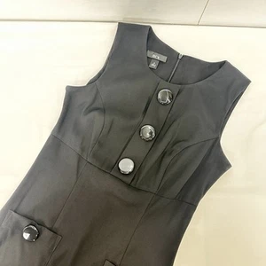 BCX Womans Little Black Dress Pockets Button Detail Back Zipper Stretch 9 - Picture 1 of 13