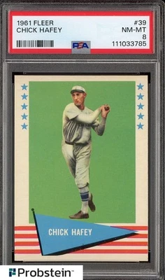 1961 Fleer #39 Chick Hafey PSA 8 NM-MT - Image 1 of 2