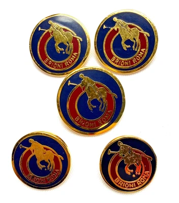 Brioni Roma Replacement Buttons Red Blue Enamel 2-L, 3-S Gold Polo Logo 5 Button - Image 1 of 4