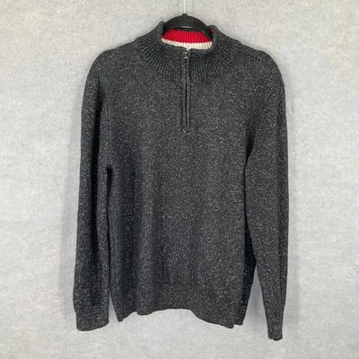 Chaps Mens XL Half Zip Pullover Sweater Gray Speckled Mock Neck Knitwear - Image 1 of 4
