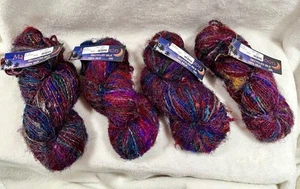 Mango Moon Yarn Lot Of 4 Recycled Silk 100% Silk Multi Colored/New - Picture 1 of 4
