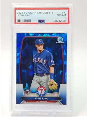 JOSH JUNG 2023 BOWMAN CHROME ROOKIE SAPPHIRE REFRACTOR RC PSA 8 Q3110 - Image 1 of 2