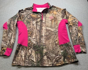 Realtree Womens Camo Pullover XL (46-48) 1/4 Zip Pink/Camo - Picture 1 of 7