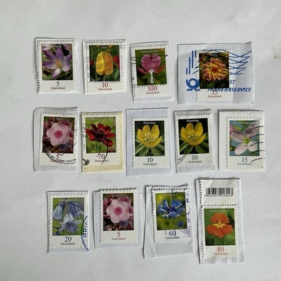 13 Germany stamps~2005-2019~Flowers~nasturtium~cornflower~bleeding heart~cosmos - Image 1 of 4