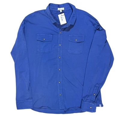 Peter Millar Ocean Blue Lava Wash Knit Shirt NWT 2XL Cardigan Button Front - Image 1 of 4