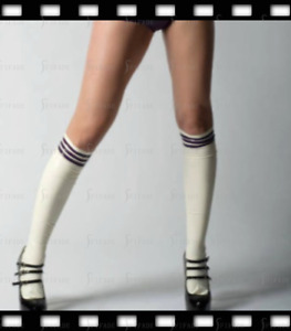 Latex Socks Knee Length Stockings with Upper 3 Trim Sexy Hot Customize 0.4mm I22