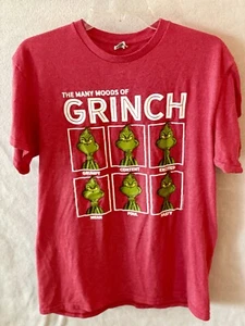The Many Moods Of Grinch Shirt Erwachsene Medium Rot Kurzarm Weihnachten Grafik - Bild 1 von 10