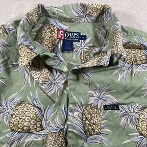 Camisa Hawaiana Chaps Ralph Lauren Para Hombres Grande Verde Piña Estampado Por Todas Partes De Colección - Imagen 1 de 6