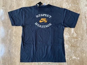 New Vintage Nike SB T-shirt “Respect Heritage” Black XL - Picture 1 of 5
