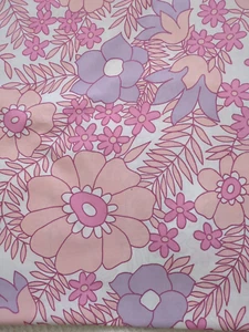 Vintage Flat Sheet Dorma Pink Lilac Flowers Floral Fabric Retro 60s 70s - Picture 1 of 24