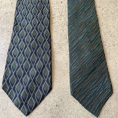 (JUEGO DE 2) Corbata Luciano Soprani & Bolgheri 100% Seda Vintage Hecha en Italia Foto 1 de 4