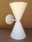 DC137 MCM Double Cone Bow Tie Wall Sconce Light Fixture White Perforations USA!