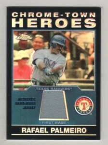 Camiseta deportiva Topps Chrome Town Heroes 2004 Rafael Palmeiro Rangers usada en juego BV$10 - Imagen 1 de 1