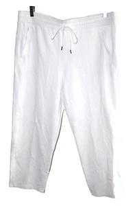 T by Talbots White Stretch Pima Cotton Modal Ankle Sweatpants Women's Size XL - Picture 1 of 9