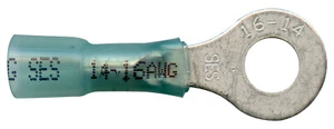 KrimpaSeal Blue 16-14 AWG 1/4" Stud, Sealed Crimp Long Ring Terminal Connector - Picture 1 of 4