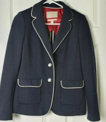 BANANA REPUBLIC WOMEN'S CLASSIC ITALIAN WOOL NAVY BLAZER JACKET SIZE 4/X-SMALL - Image 1 of 4
