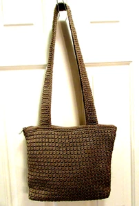 jacqueline Ferrar Tan Crochet Knit Woven Hobo Boho Shoulder Handbag Handmade - Picture 1 of 15