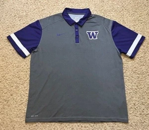 Washington Huskies Nike Dri Fit Purple Gray Polo Shirt Size XL XLarge EUC - Picture 1 of 4