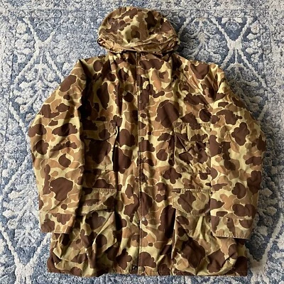 VTG Cabelas Mens Parka Coat Brown Duck Camo Hunting Hooded Gore Tex USA Sz 28x32 - Image 1 of 4