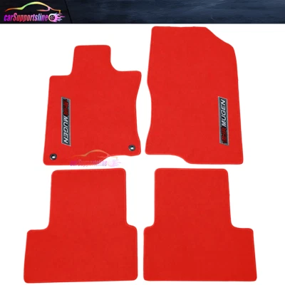 Juego de 4 piezas de alfombrillas rojas antideslizantes de nailon para Acura TSX 09-14 con Mugen Foto 1 de 2