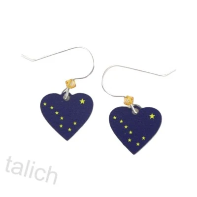 Pendientes Sienna Sky Bandera del Estado de Alaska Corazón Ligeros Únicos Hechos a Mano en EE. UU. Foto 1 de 4