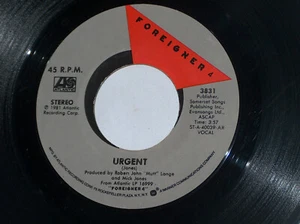 45 RPM Foreigner 4 Urgent, Girl On The Moon 1981 Atlantic Rock Vinyl 3831 EX+ - Picture 1 of 4