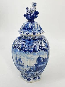 *TICHELAAR MAKKUM VASE DELFTER BLAU GROß STEINZEUG SCHIFFSDEKORATION DALMATINIER - Bild 1 von 10