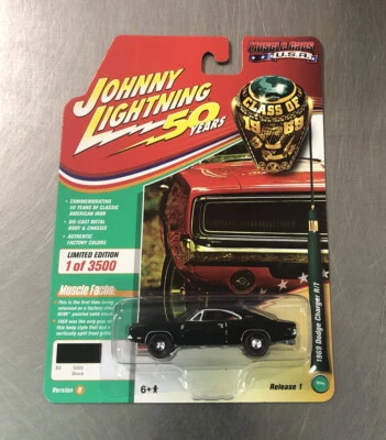 JOHNNY LIGHTNING CLASS OF 1969 DODGE CHARGER R/T BLACK PAINT MUSCLE CARS  - Image 1 of 4