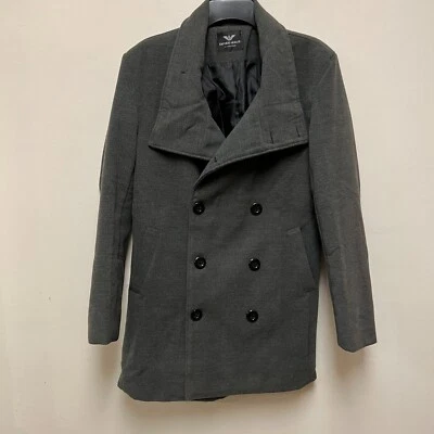 Emporio Armani Coat Mens Gray Overcoat 100% Cotton 6 Button  Made in Italy - Image 1 of 4